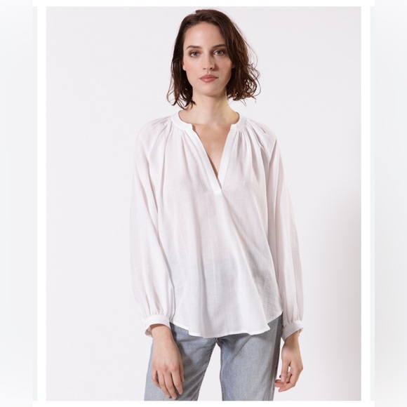Hana San Blouse Top Bobu in Blanc Optique white texture 36 US small - Picture 1 of 5